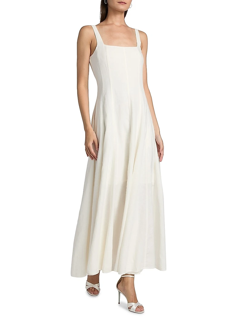 Athena Linen-Blend Paneled Maxi Dress