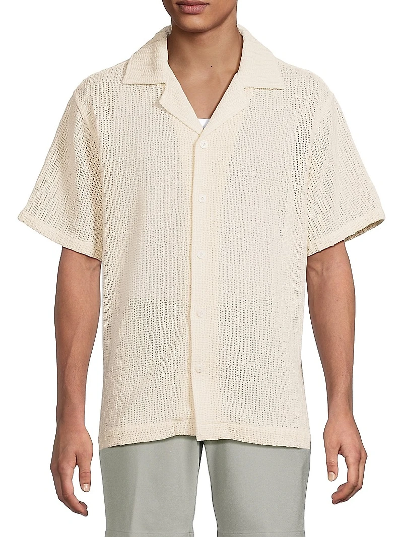 Leon Crochet Camp Shirt