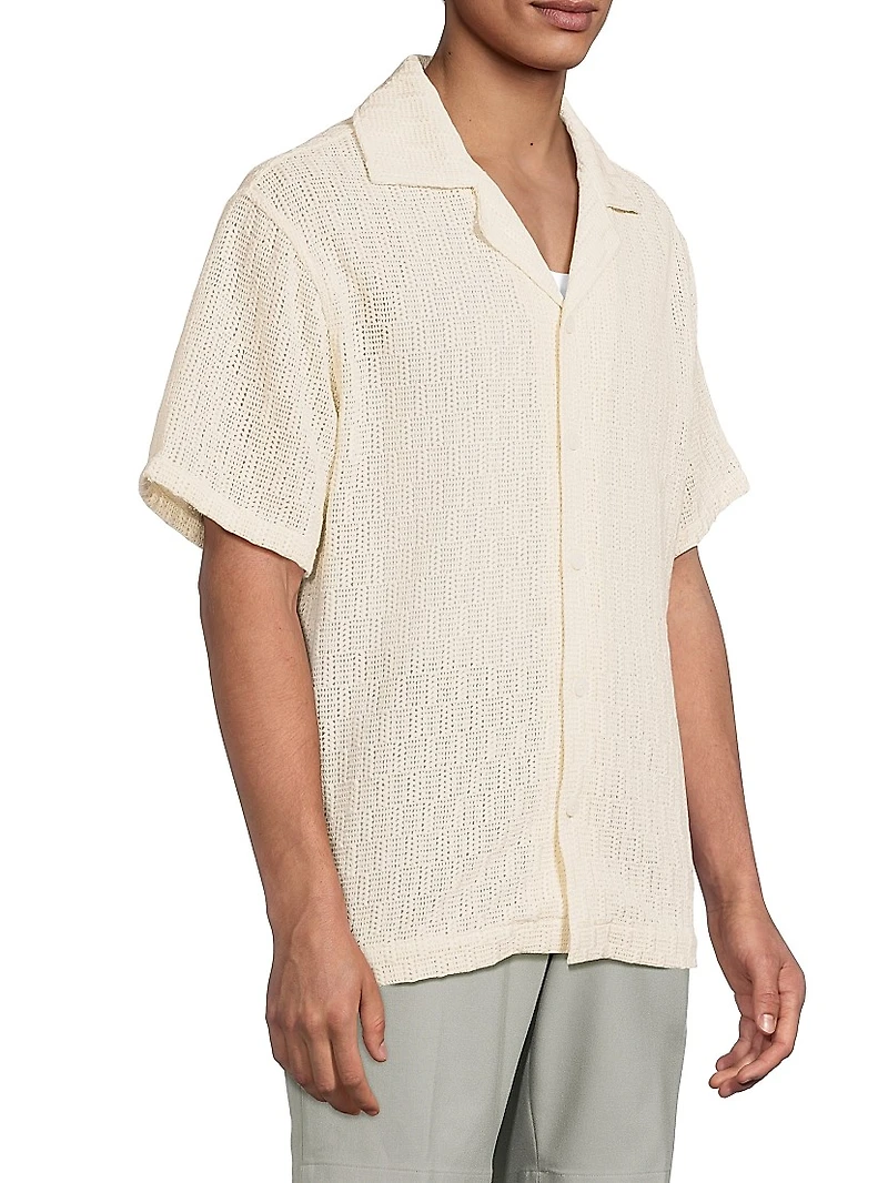 Leon Crochet Camp Shirt