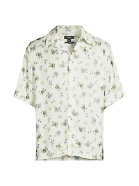 Fade Floral-Print Button-Front Camp Shirt