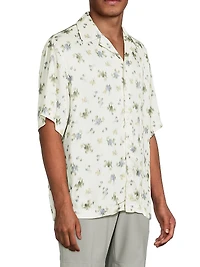 Fade Floral-Print Button-Front Camp Shirt