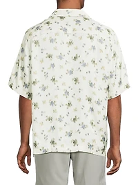Fade Floral-Print Button-Front Camp Shirt