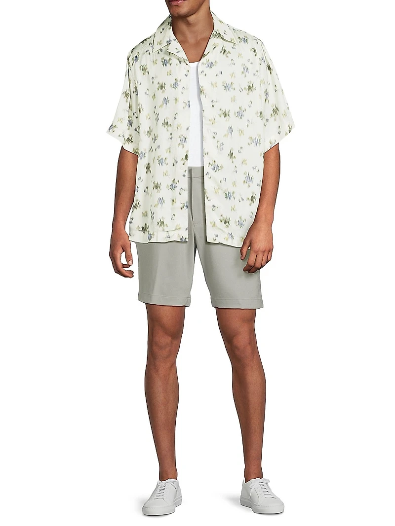 Fade Floral-Print Button-Front Camp Shirt