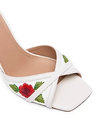 Perla 70MM Flower Embroidered Raffia Sandals