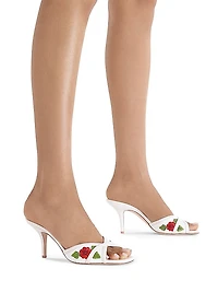 Perla 70MM Flower Embroidered Raffia Sandals