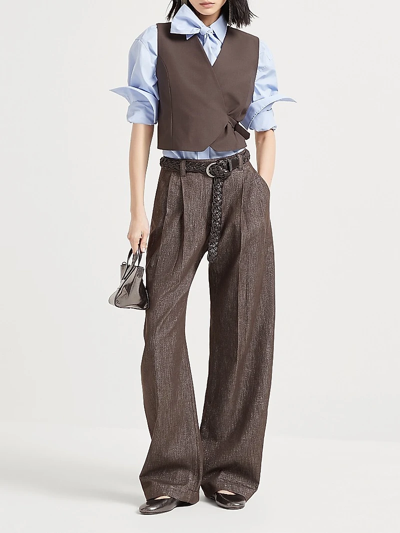 Sparkling No Fade Denim Loose Curved Trousers