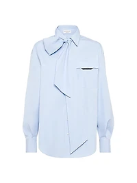 Cotton Poplin Pussybow Shirt
