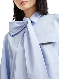 Cotton Poplin Pussybow Shirt