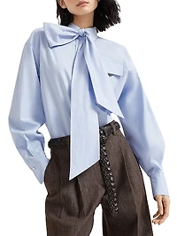 Cotton Poplin Pussybow Shirt
