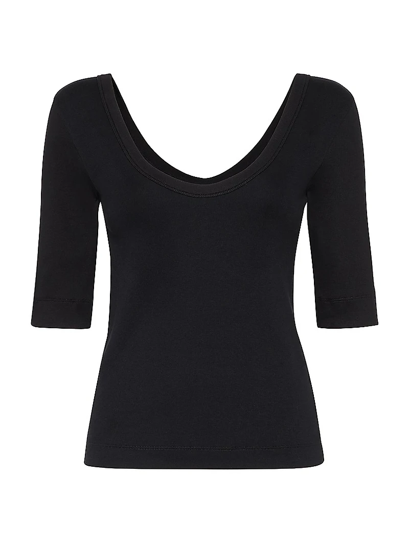Stretch Cotton Ribbed Jersey T-Shirt