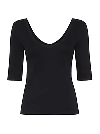 Stretch Cotton Ribbed Jersey T-Shirt
