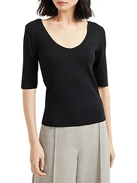 Stretch Cotton Ribbed Jersey T-Shirt
