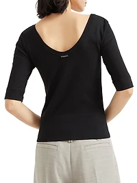 Stretch Cotton Ribbed Jersey T-Shirt