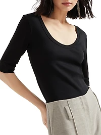 Stretch Cotton Ribbed Jersey T-Shirt