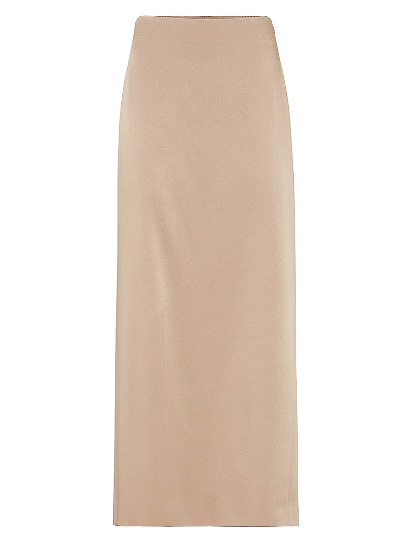 Satin Cady Long Column Skirt