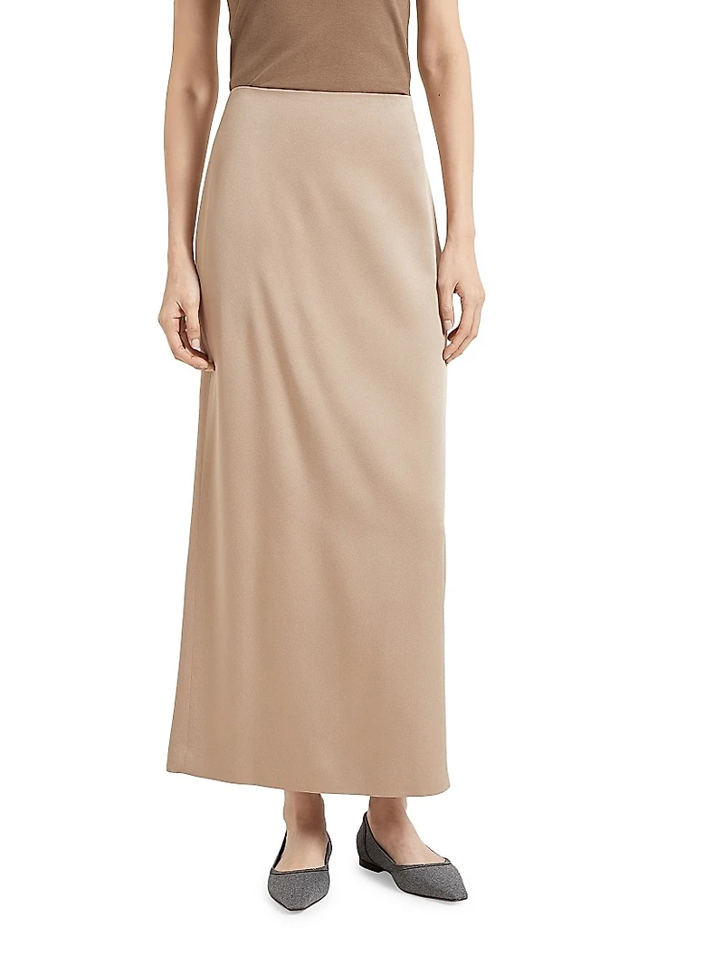Satin Cady Long Column Skirt
