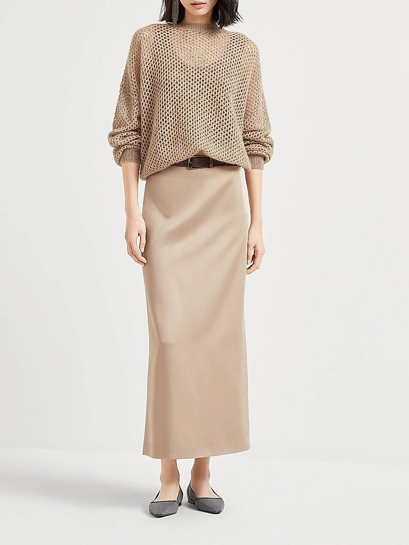 Satin Cady Long Column Skirt