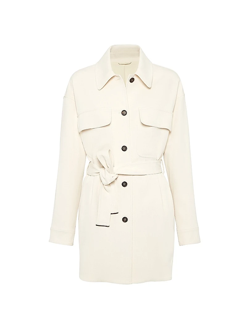 Viscose and Wool Stretch Twill Safari Blazer