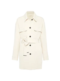 Viscose and Wool Stretch Twill Safari Blazer