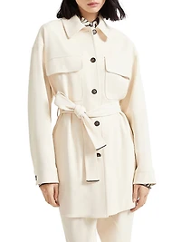 Viscose and Wool Stretch Twill Safari Blazer