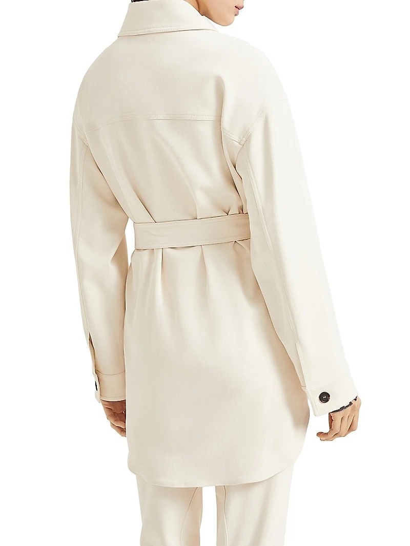 Viscose and Wool Stretch Twill Safari Blazer