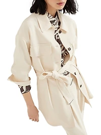 Viscose and Wool Stretch Twill Safari Blazer