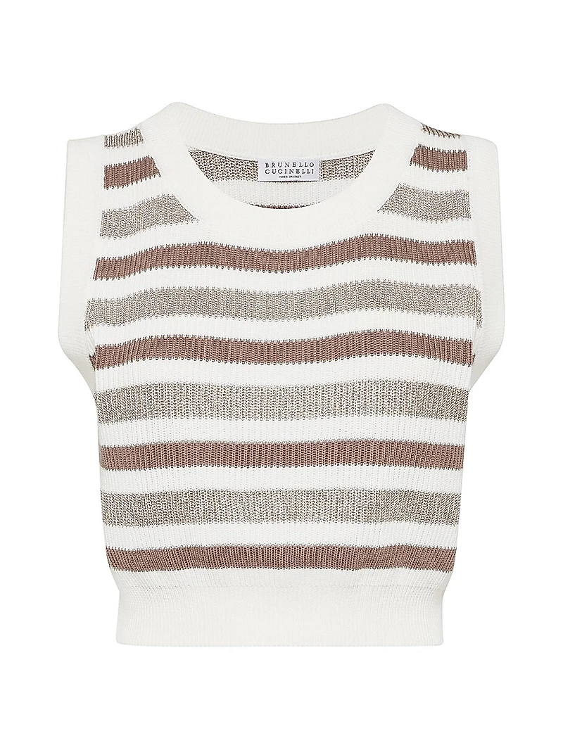 Sparkling Striped Cotton Knit Top