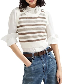 Sparkling Striped Cotton Knit Top
