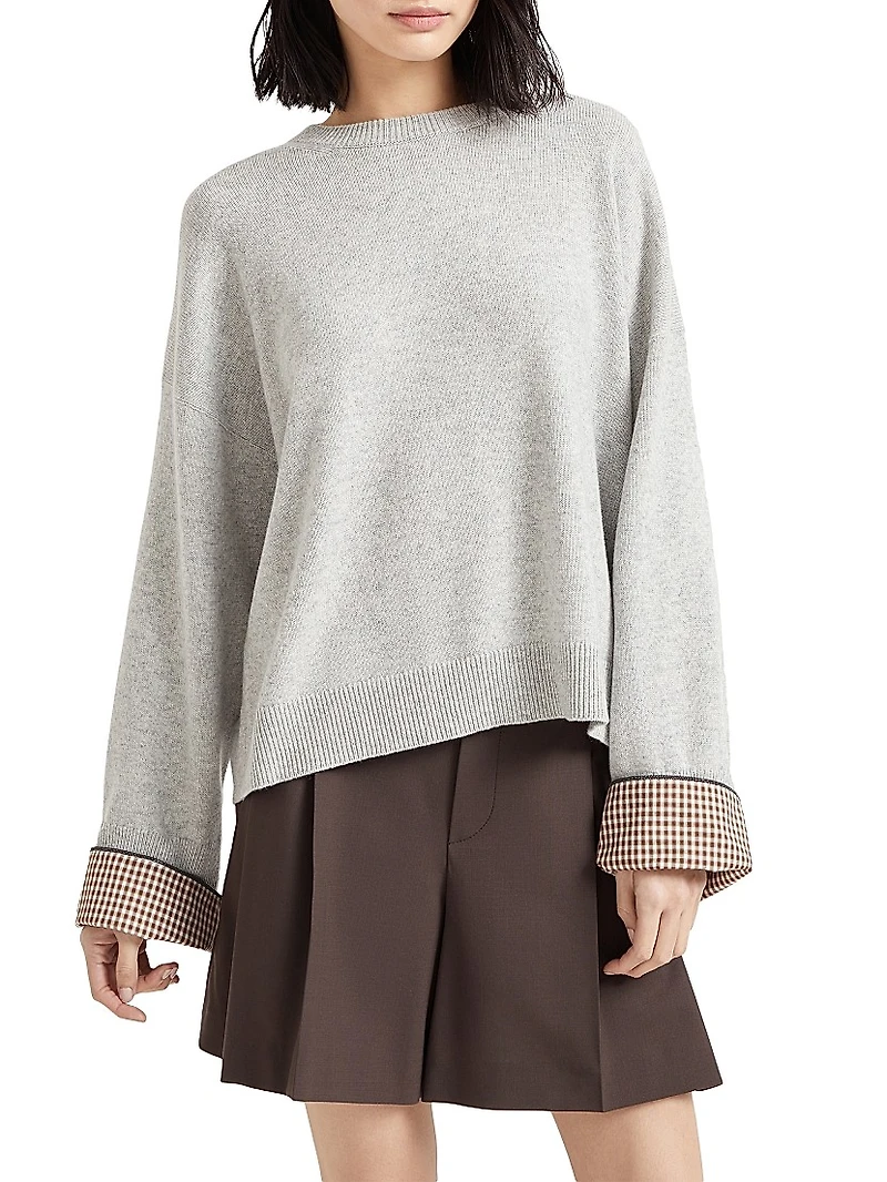 Cashmere Sweater with Shiny Shirt Details