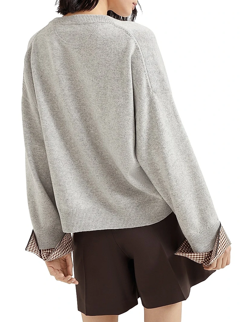 Cashmere Sweater with Shiny Shirt Details