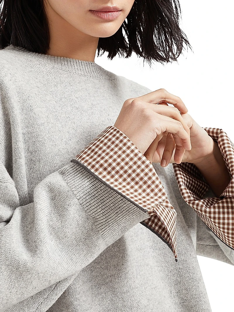 Cashmere Sweater with Shiny Shirt Details