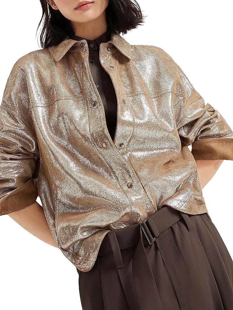 Lame Nappa Leather Shirt