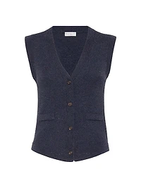 Sparkling Cashmere Rib Knit Vest