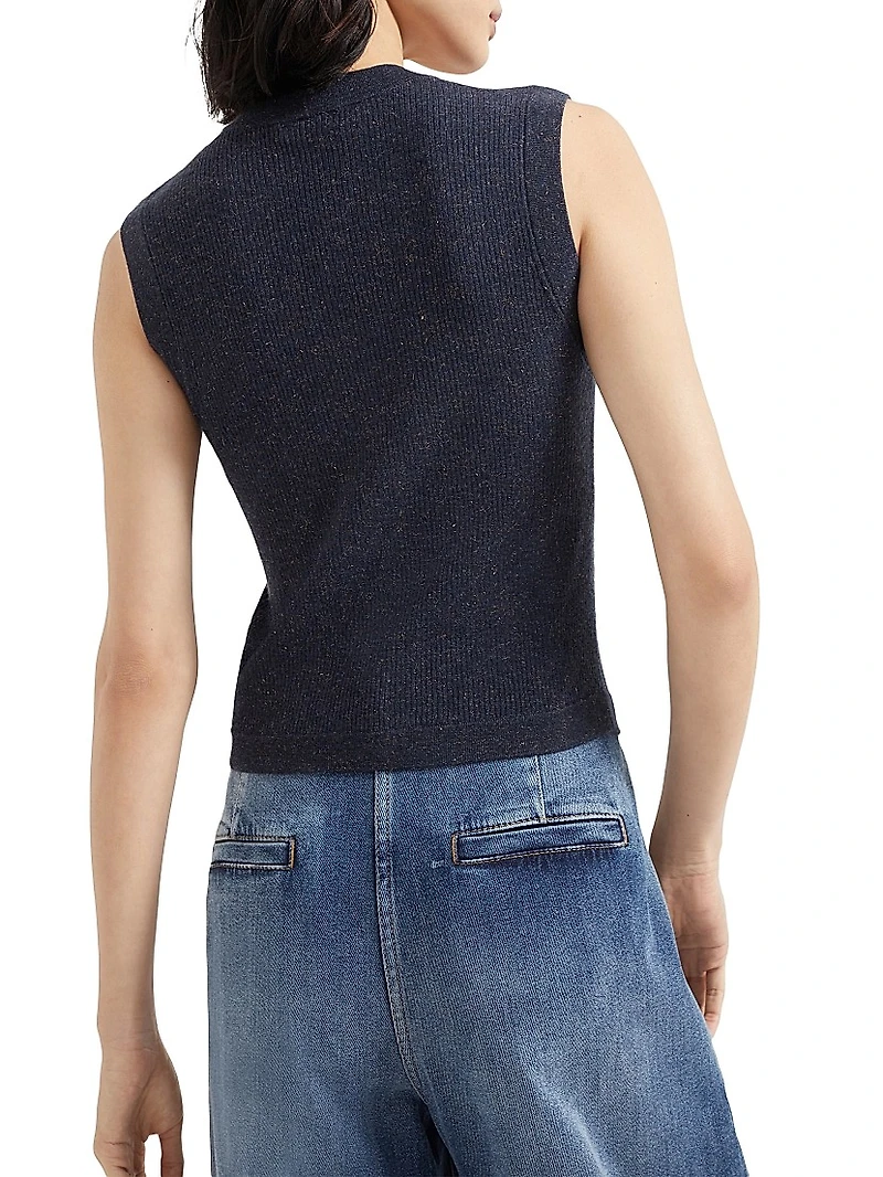 Sparkling Cashmere Rib Knit Vest