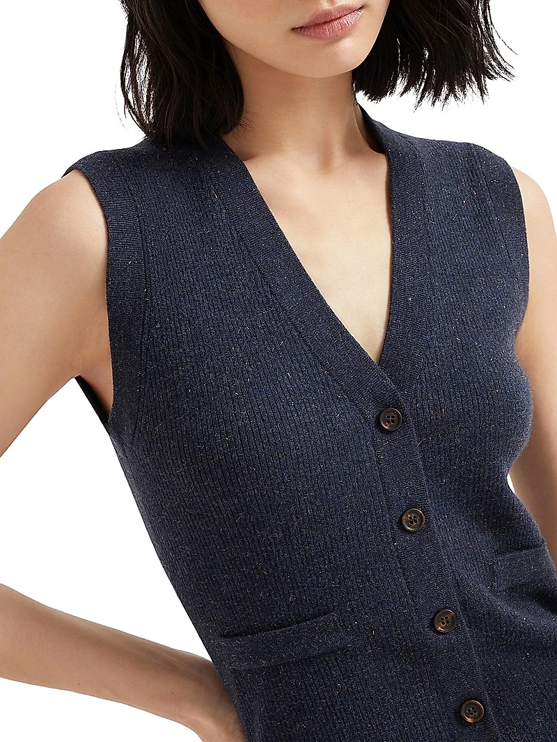 Sparkling Cashmere Rib Knit Vest