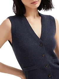 Sparkling Cashmere Rib Knit Vest