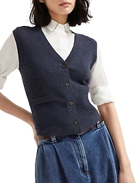 Sparkling Cashmere Rib Knit Vest