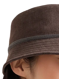 Cotton Denim Effect Twill Bucket Hat with Shiny Band
