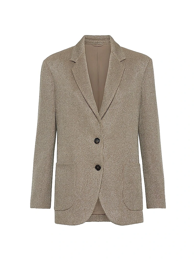 Sparkling Cotton and Viscose English Rib Knit Blazer