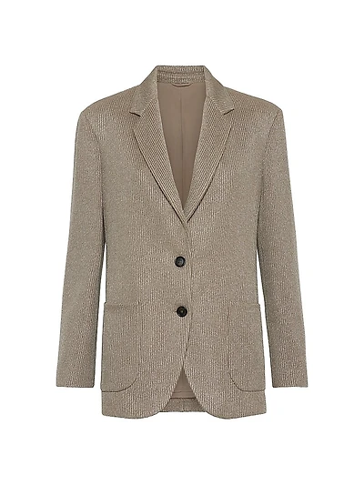 Sparkling Cotton and Viscose English Rib Knit Blazer