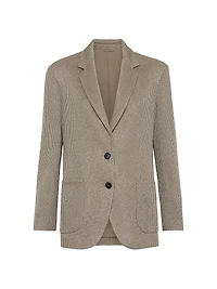 Sparkling Cotton and Viscose English Rib Knit Blazer
