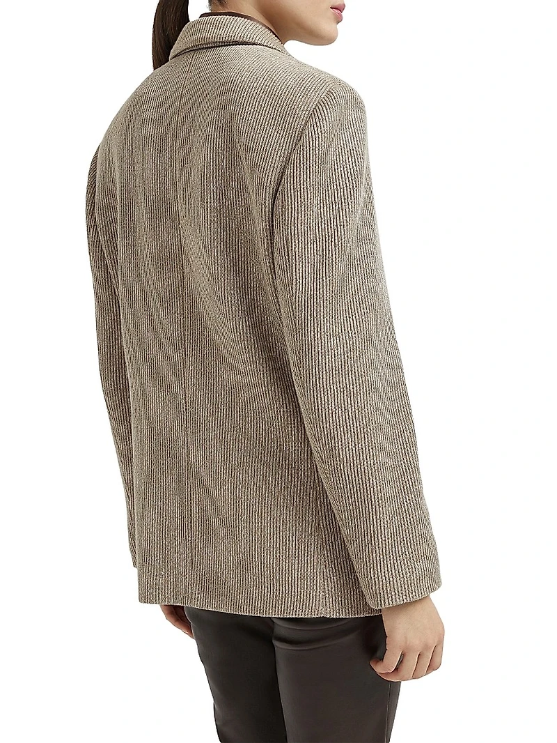 Sparkling Cotton and Viscose English Rib Knit Blazer