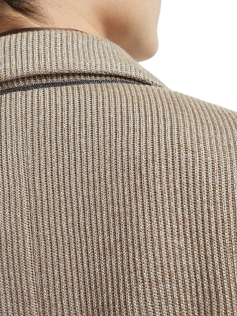 Sparkling Cotton and Viscose English Rib Knit Blazer