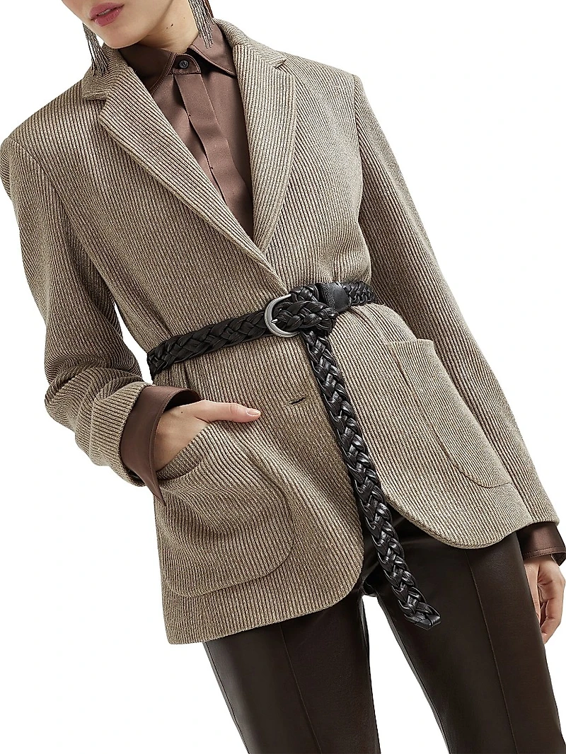 Sparkling Cotton and Viscose English Rib Knit Blazer