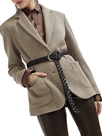 Sparkling Cotton and Viscose English Rib Knit Blazer