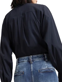 Comfort Cotton Denim Loose Curved Trousers