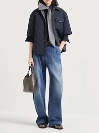 Comfort Cotton Denim Loose Curved Trousers