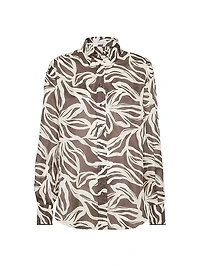 Silk Floral Print Pongee Shirt