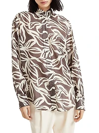 Silk Floral Print Pongee Shirt