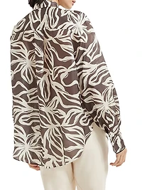 Silk Floral Print Pongee Shirt